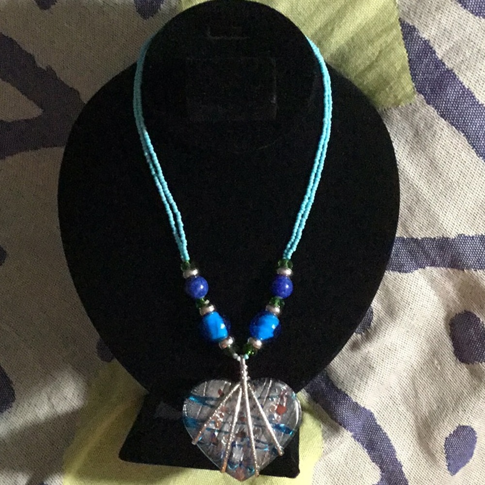 Glass and beaded necklace
